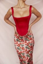 House of CB одећу 68JT62 рафа сцарлет сатенски парангал корзет - Image 5
