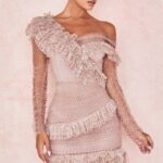 House of CB одећу 68JT632 кислица руменило чипкана мини хаљина