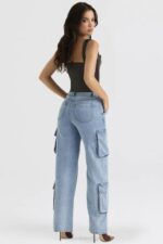 House of CB одећу 68JT639 риа плаве испране услужне фармерке - Image 5