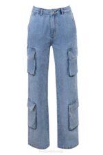 House of CB одећу 68JT639 риа плаве испране услужне фармерке - Image 6