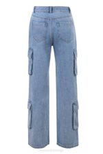 House of CB одећу 68JT639 риа плаве испране услужне фармерке - Image 8