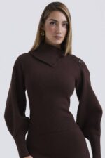 House of CB одећу 68JT654 аделита џемпер од мешавине чоколаде и кашмира - Image 6