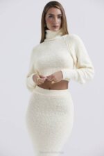 House of CB одећу 68JT660 ниала крем мекани плетени скраћени џемпер - Image 7