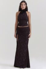 House of CB одећу 68JT661 кира какао халтер топ - Image 5