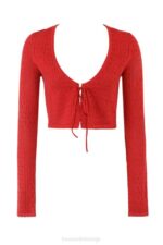 House of CB одећу 68JT675 перла трешња ребрасти плетени врх - Image 6