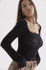House of CB одећу 68JT682 Цандице црна чипка са украсима - Image 5