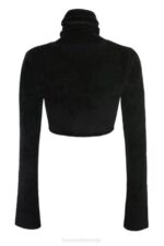 House of CB одећу 68JT689 сури црни одрезани топ од женила - Image 6