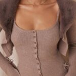House of CB одећу 68JT694 дахлиа беж кашмир кардиган