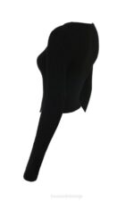 House of CB одећу 68JT695 Силвиа црни ребрасти плетени кардиган - Image 6