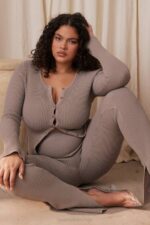 House of CB одећу 68JT696 силвиа таупе ребрасти плетени кардиган - Image 12