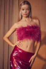 House of CB одећу 68JT698 фенелла јарко розе ошишан бандо - Image 2