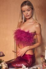 House of CB одећу 68JT698 фенелла јарко розе ошишан бандо - Image 10