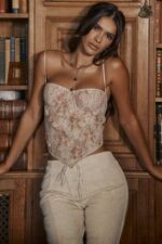 House of CB одећу 68JT702 фернанда крем пејсли чипкани врх - Image 2