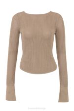 House of CB одећу 68JT709 саваннах таупе плетена мајица дугих рукава - Image 10