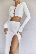 House of CB одећу 68JT712 елоисе урезани кардиган боје слоноваче - Image 4