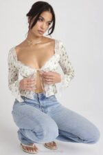 House of CB одећу 68JT717 цларисса гарден принт чипкани врх - Image 9