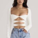 House of CB одећу 68JT719 даница бели боди са изрезом