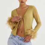 House of CB одећу 68JT721 клаудија обрубљен врх маслина