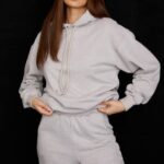 House of CB одећу 68JT725 хало светло сива превелика дуксерица