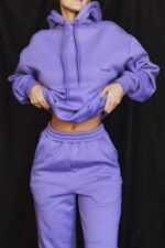House of CB одећу 68JT727 хало љубичаста превелика дуксерица - Image 7