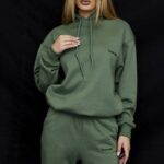 House of CB одећу 68JT728 хало мосс превелика дуксерица