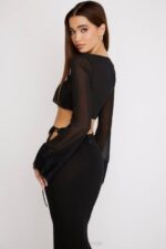 House of CB одећу 68JT729 тара црни скраћени кардиган - Image 5