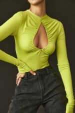 House of CB одећу 68JT736 естрелле боди зелене боје са изрезом - Image 6