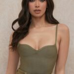 House of CB одећу 68JT756 камила оливе свеетхеарт деколтеа бандаж боди
