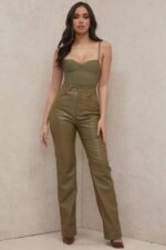 House of CB одећу 68JT756 камила оливе свеетхеарт деколтеа бандаж боди - Image 4