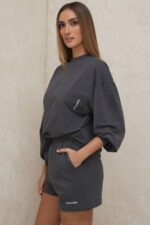 House of CB одећу 68JT784 слој дугих рукава од угља - Image 9
