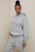 House of CB одећу 68JT795 хало сива превелика дуксерица - Image 9