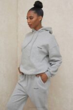 House of CB одећу 68JT795 хало сива превелика дуксерица - Image 10