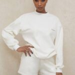 House of CB одећу 68JT799 томми офф вхите превелика дуксерица са округлим изрезом