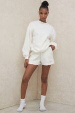House of CB одећу 68JT799 томми офф вхите превелика дуксерица са округлим изрезом - Image 10