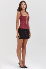 House of CB одећу 68JT7 париса мерлот цветни корзет - Image 9