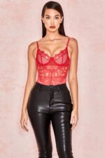 House of CB одећу 68JT815 надиа црвени чипкани боди - Image 2