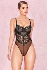 House of CB одећу 68JT821 надиа црни чипкани боди - Image 2
