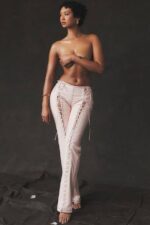House of CB одећу 68JT844 еллиот пеацх веганске кожне панталоне са пертлама - Image 2