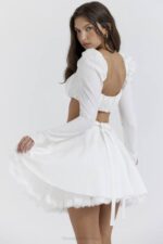 House of CB одећу 68JT851 нахла мини сукња од беле машне - Image 11