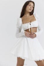 House of CB одећу 68JT851 нахла мини сукња од беле машне - Image 8
