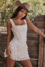 House of CB одећу 68JT854 фифи бела слојевита мини сукња - Image 2