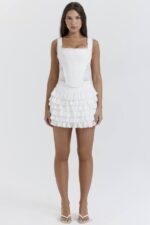 House of CB одећу 68JT854 фифи бела слојевита мини сукња - Image 7