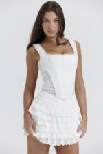 House of CB одећу 68JT854 фифи бела слојевита мини сукња - Image 8
