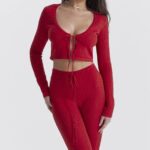 House of CB одећу 68JT860 абигаил цхерри плетене капри панталоне