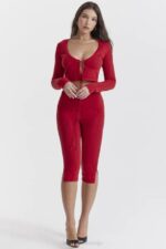 House of CB одећу 68JT860 абигаил цхерри плетене капри панталоне - Image 7