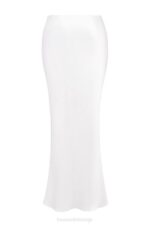 House of CB одећу 68JT861 сидел бела сатенска макси сукња - Image 5
