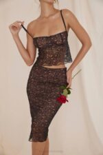 House of CB одећу 68JT874 иоланда црна чипкаста миди сукња - Image 2