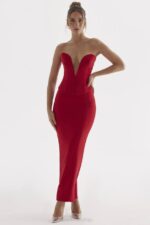 House of CB одећу 68JT875 наиара црвена ружа макси сукња - Image 4