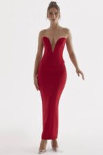 House of CB одећу 68JT875 наиара црвена ружа макси сукња - Image 5