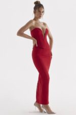 House of CB одећу 68JT875 наиара црвена ружа макси сукња - Image 6